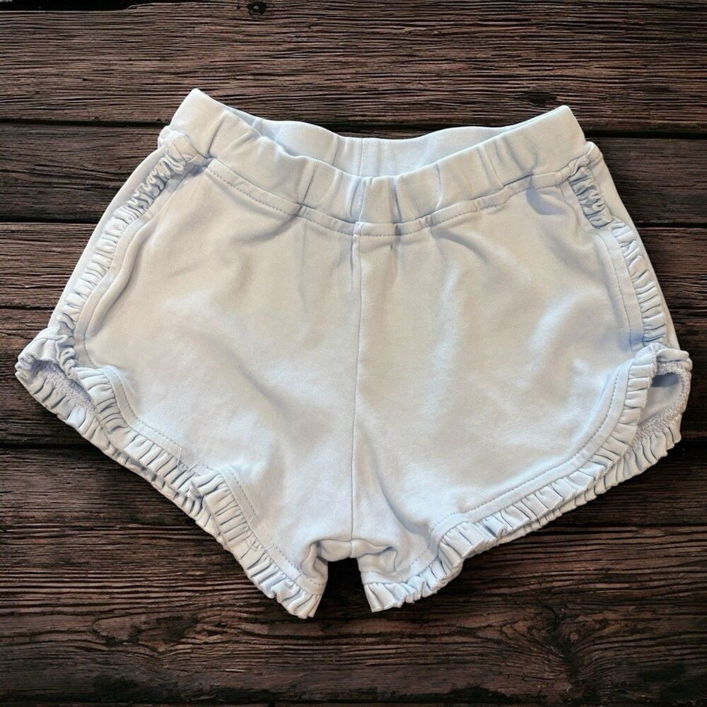 Boutique 4T Pima Cotton Ruffle Hem Shorts Baby Blue Made in Peru